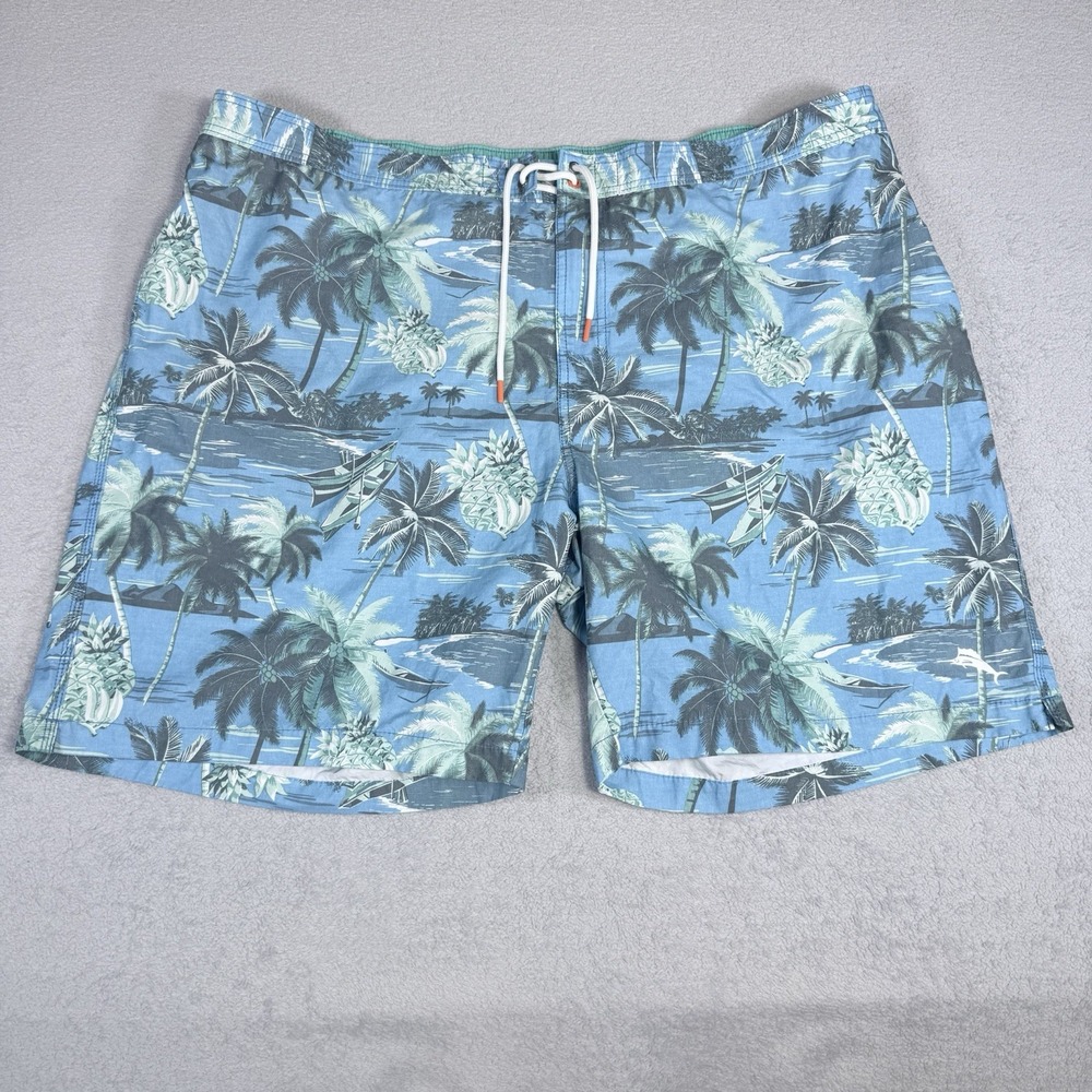 Tommy Bahama Men's 3XL Blue Tropical Palm Print Swim Trunks Board Shorts
